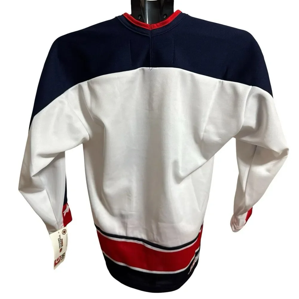 NWT Authentic‎ Ccm Columbus Blue Jackets Jersey Boys XL Mic 90s Vintage White